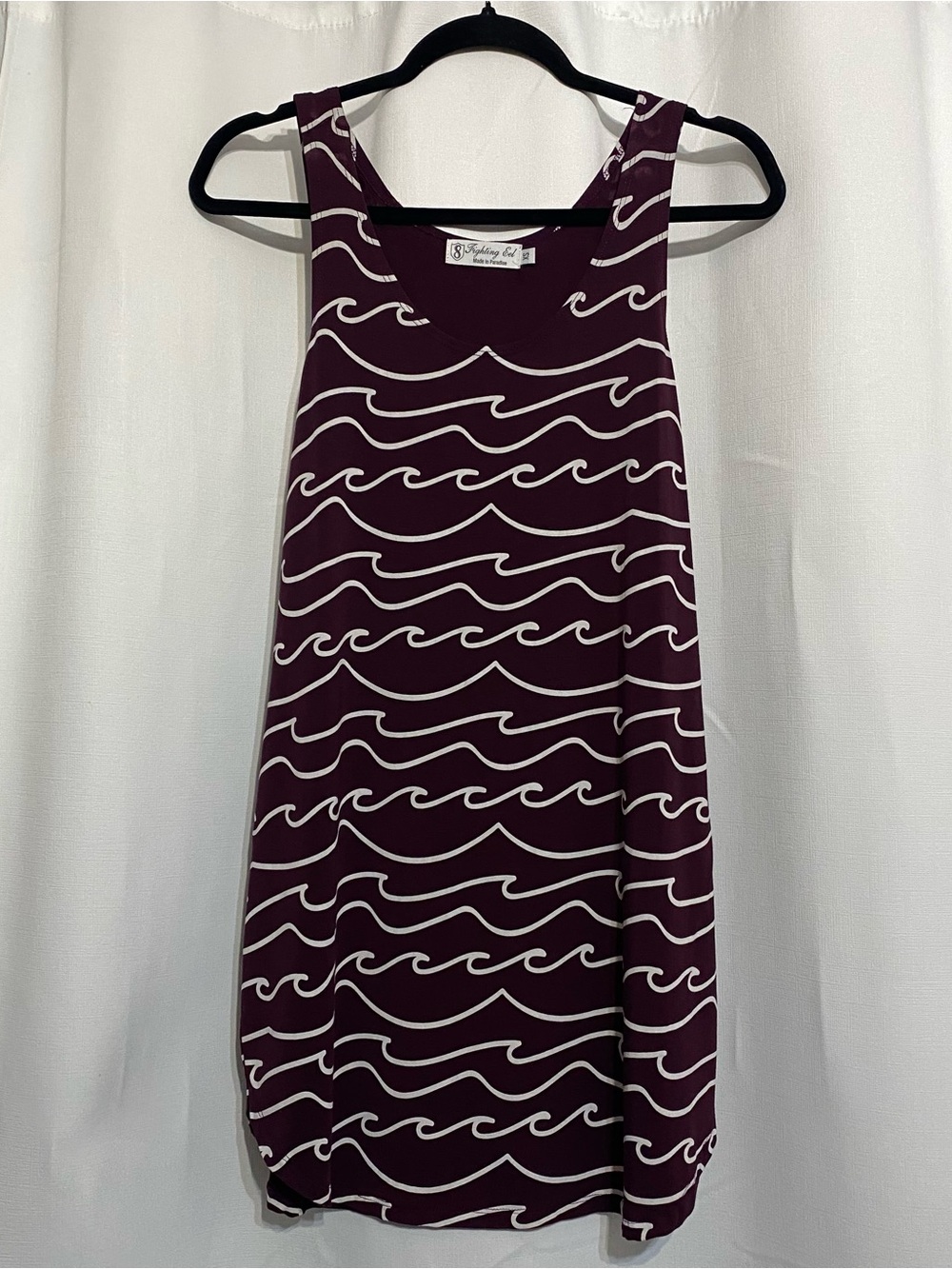 Fighting Eel Women's Maroon Burgundy Wave Print Sleeveless Mini Dress Sz XS